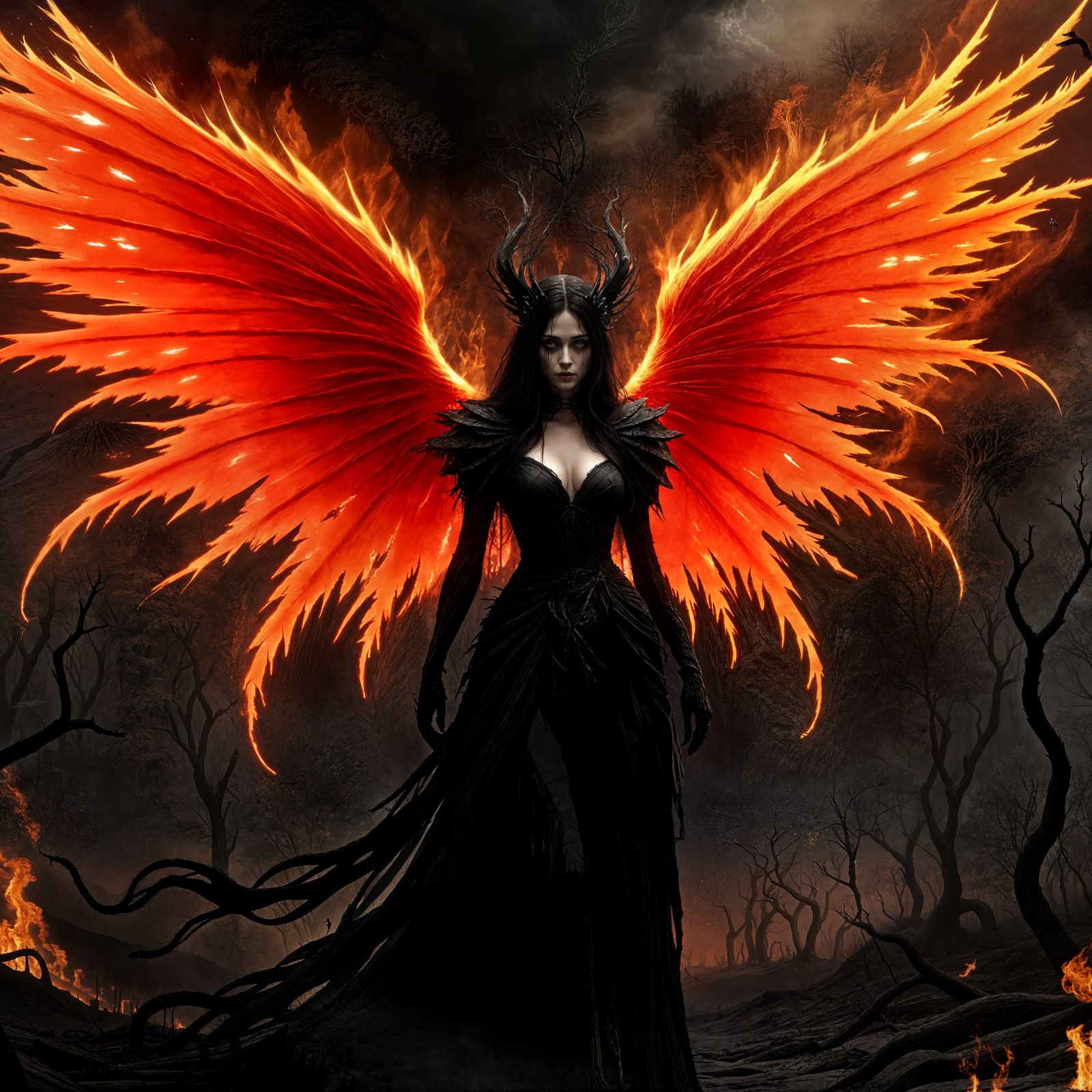 Dark Fairy Emerges from Charred Forest