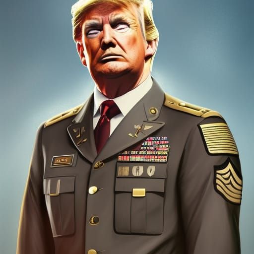 Donald Trump Military Portrait by Greg Rutkowski