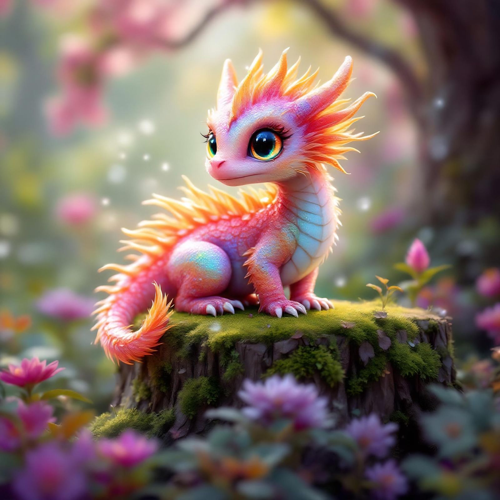 Rainbow Dragon Whelp in Digital Art