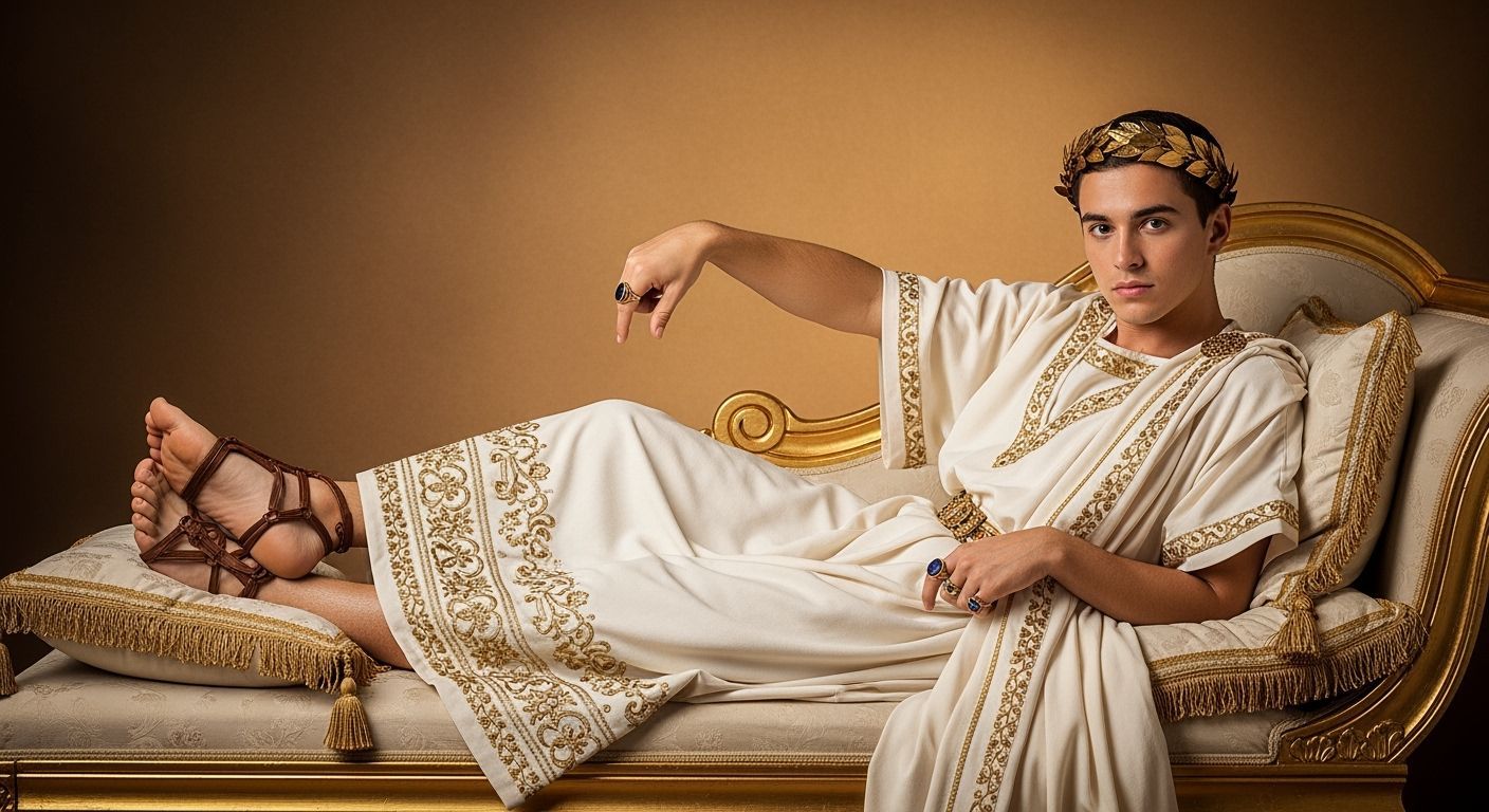 Young Emperor Lounging in Gold, Professional Photography