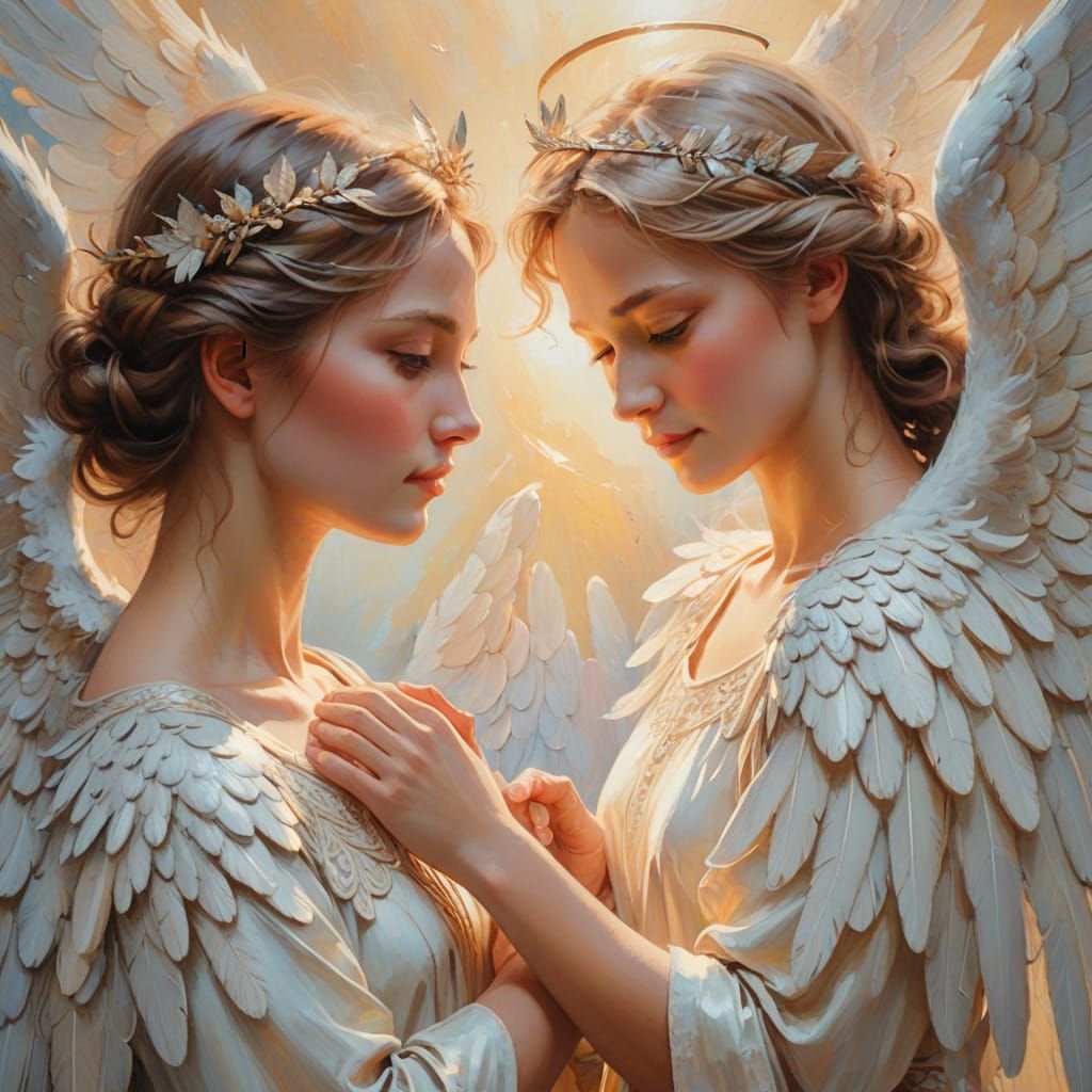 Angel's Touch: Inspirational Oil Painting