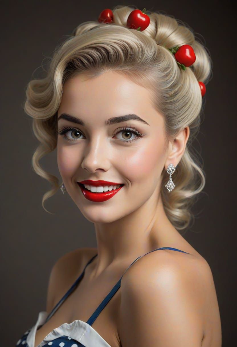 Beautiful Woman in Retro Pin-Up Style Photo