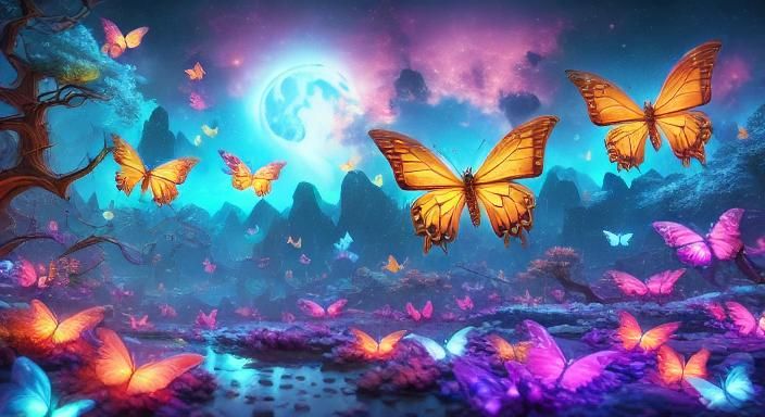 Glowing Sentient Neon Crystals on Alien Planet