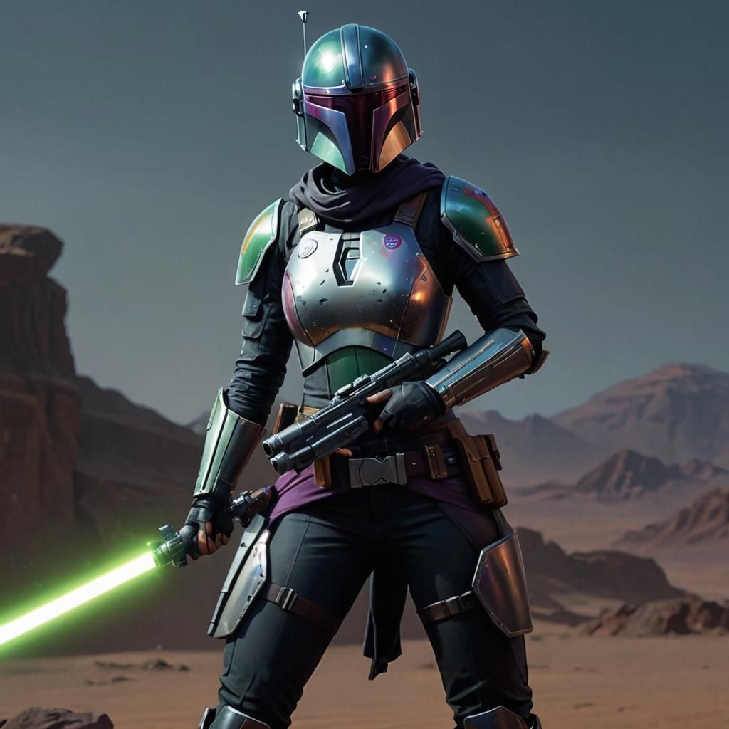 Sabine Wren in Mandalorian Armor with Lightsaber