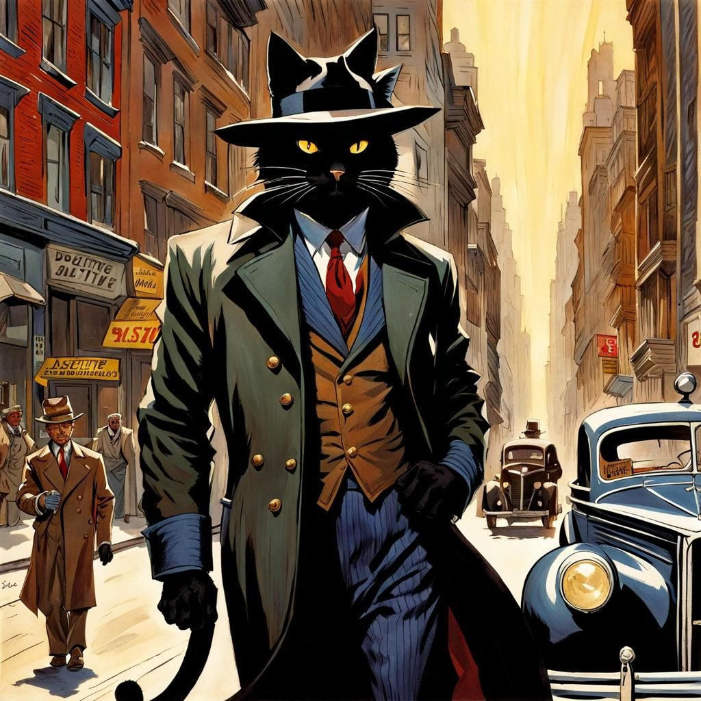Blacksad-Style Detective in 1940s New York