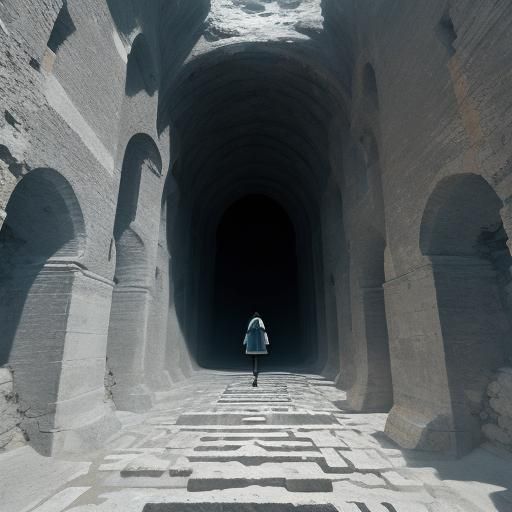 Cute Girl Walking Over the Abyss