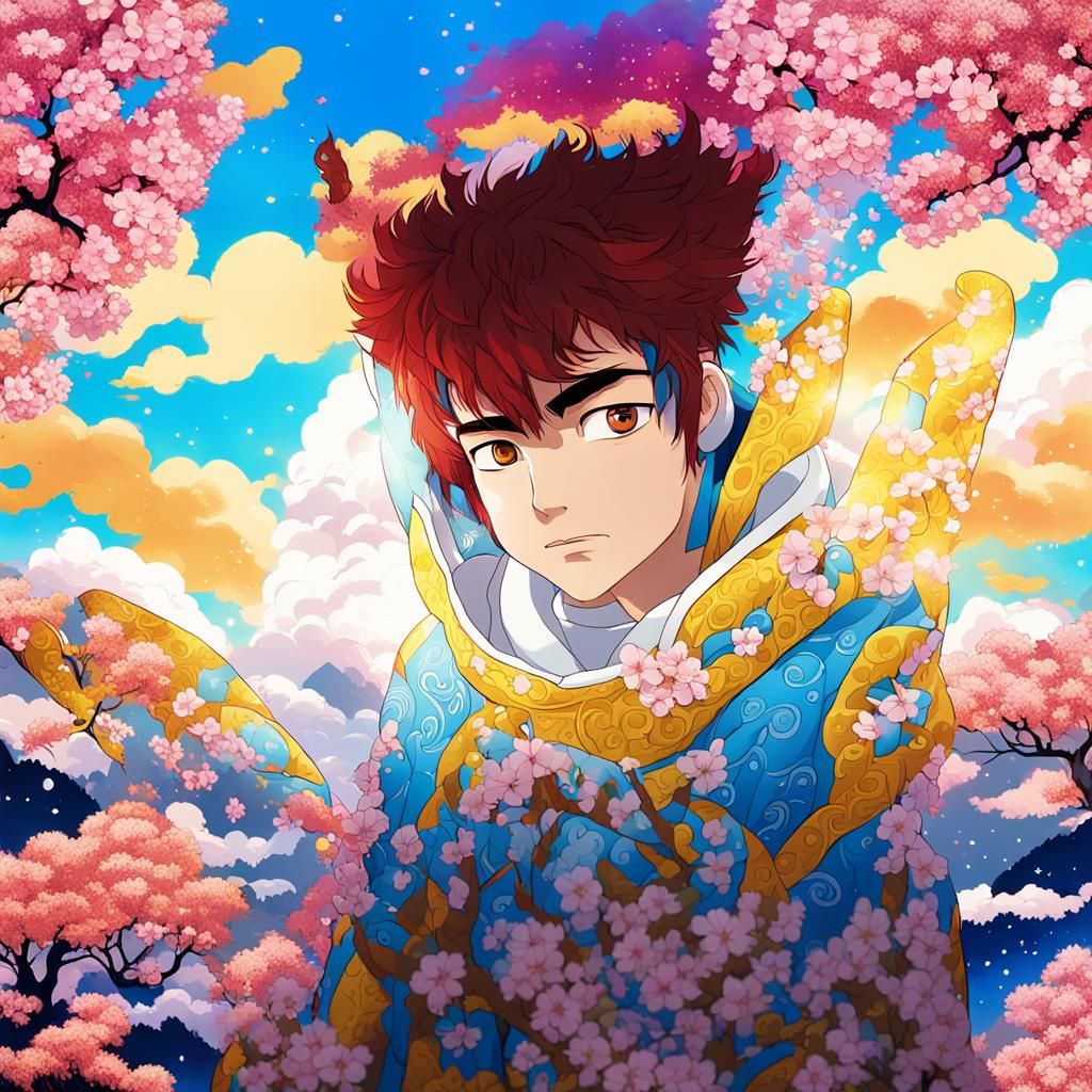 Dynamic Manga Hero Portrait in Pop Art Style