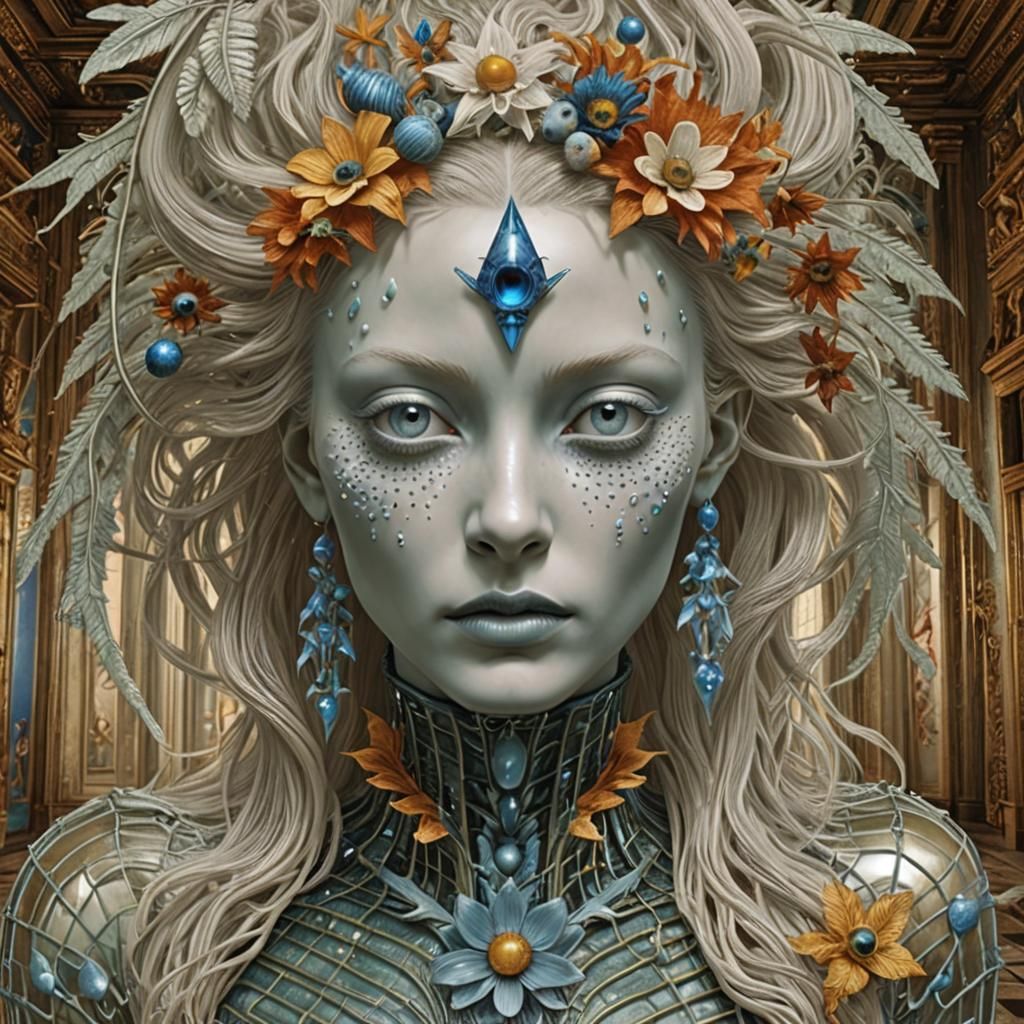 Surreal Alien Portrait with Glazed Surfaces