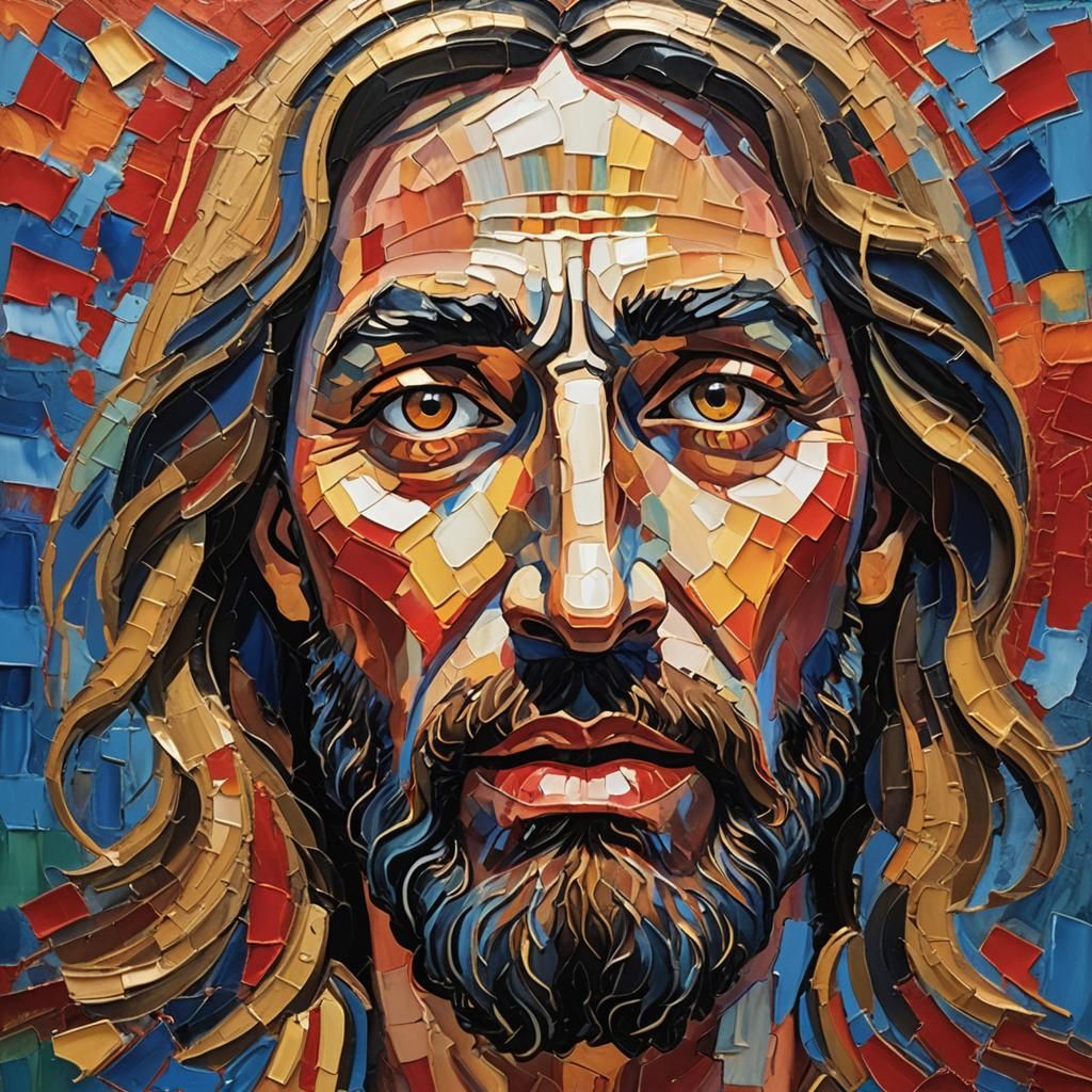 Fierce Jesus: Expressive Neo-Impressionist Impasto Painting