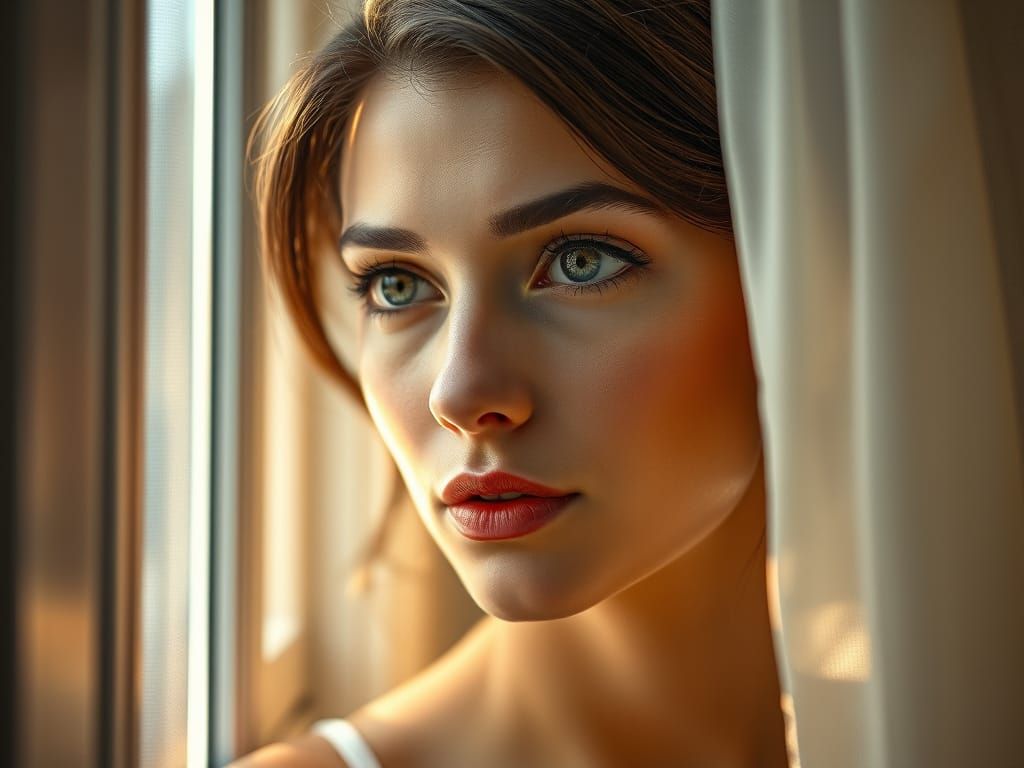 Elegant Woman Lost in Thought by a Window