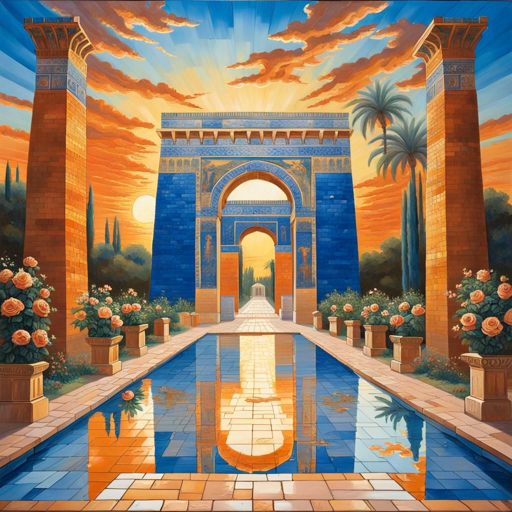 Ishtar Gate of Babylon in Cosmic Astral Style
