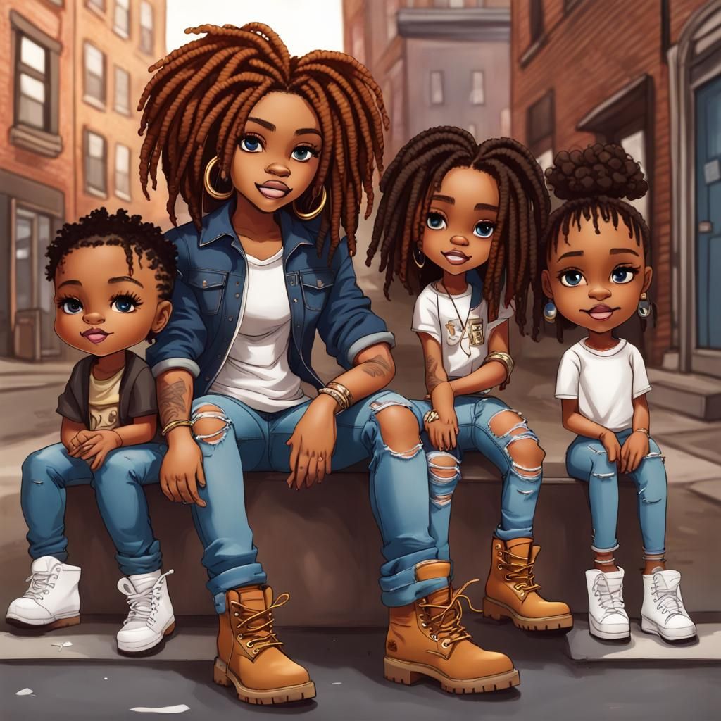 Beautiful Chibi Family Scene in Brooklyn