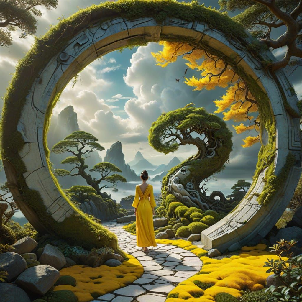 Surreal Portal to Vibrant Otherworldly Realm