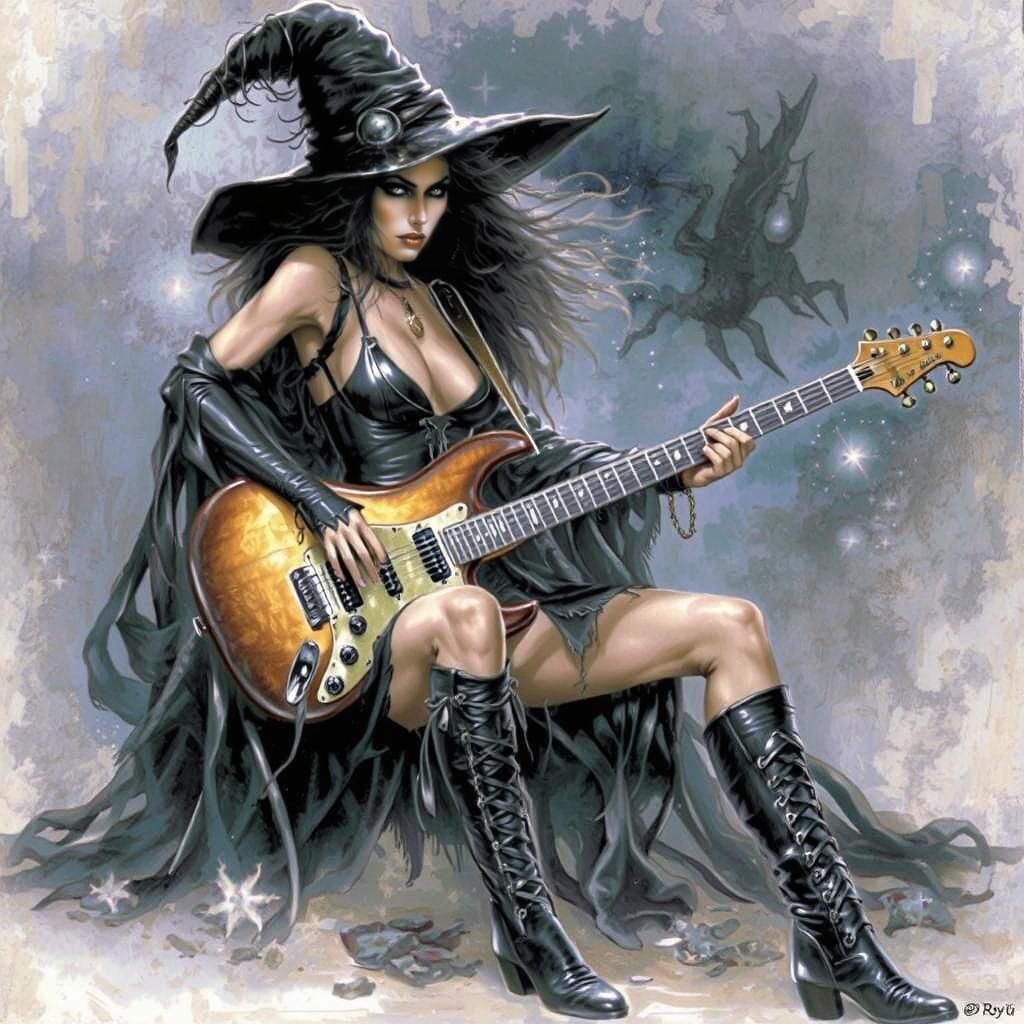 Fantasy Witch Shreds on Electric Guitar