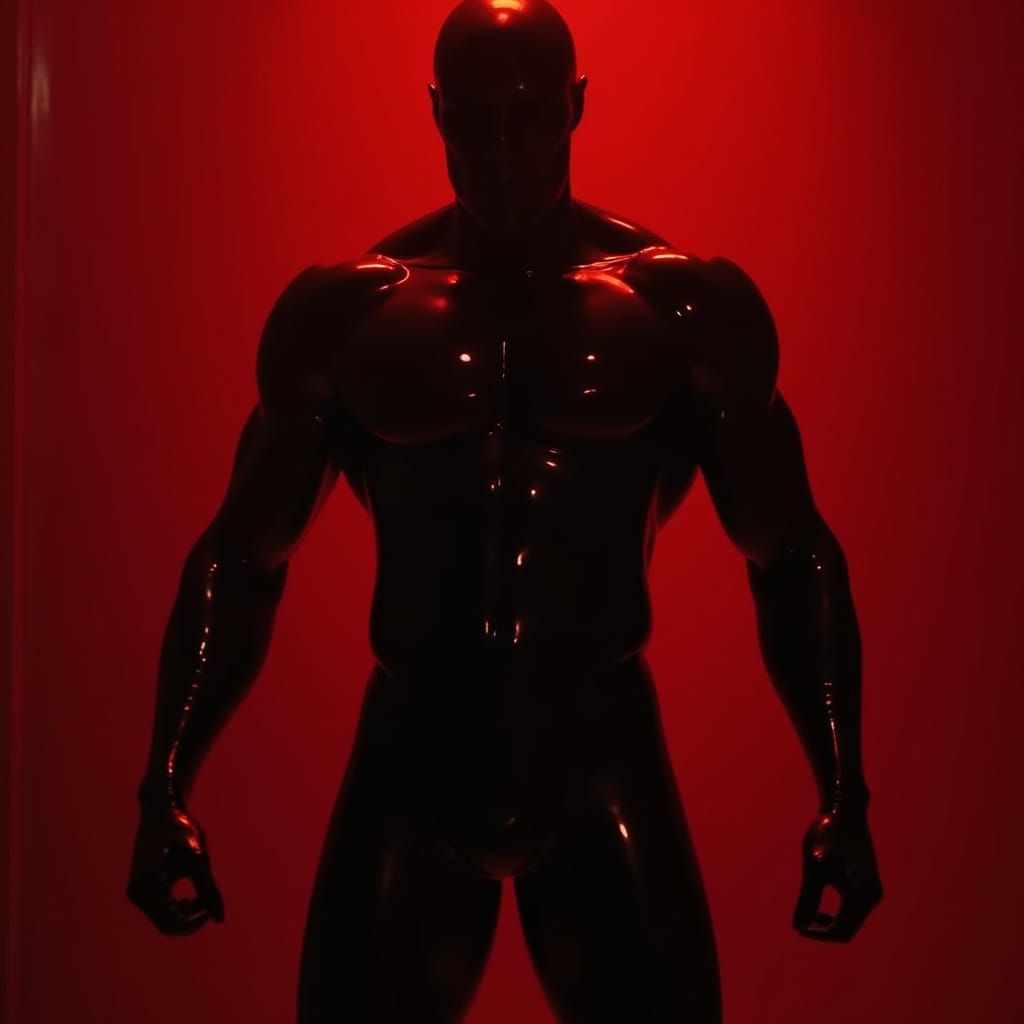 Futuristic Man in Dark Red Futurism