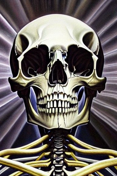 Hyperrealistic Dark Skeleton with Halo