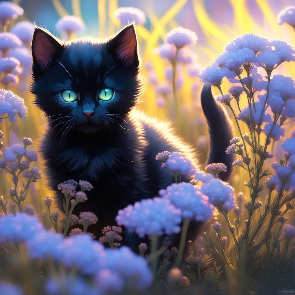 Tiny cute black kitten