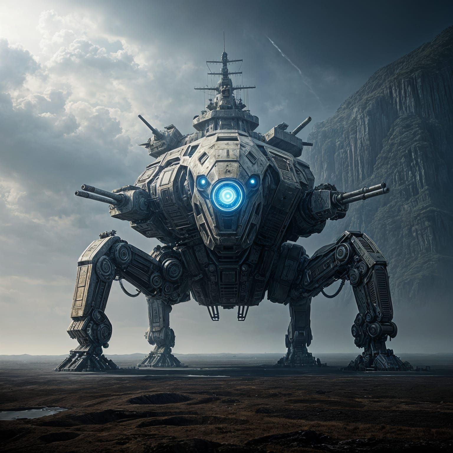 Epic Mechanical Carrier Battles Prehistoric Beasts in a Dyst...