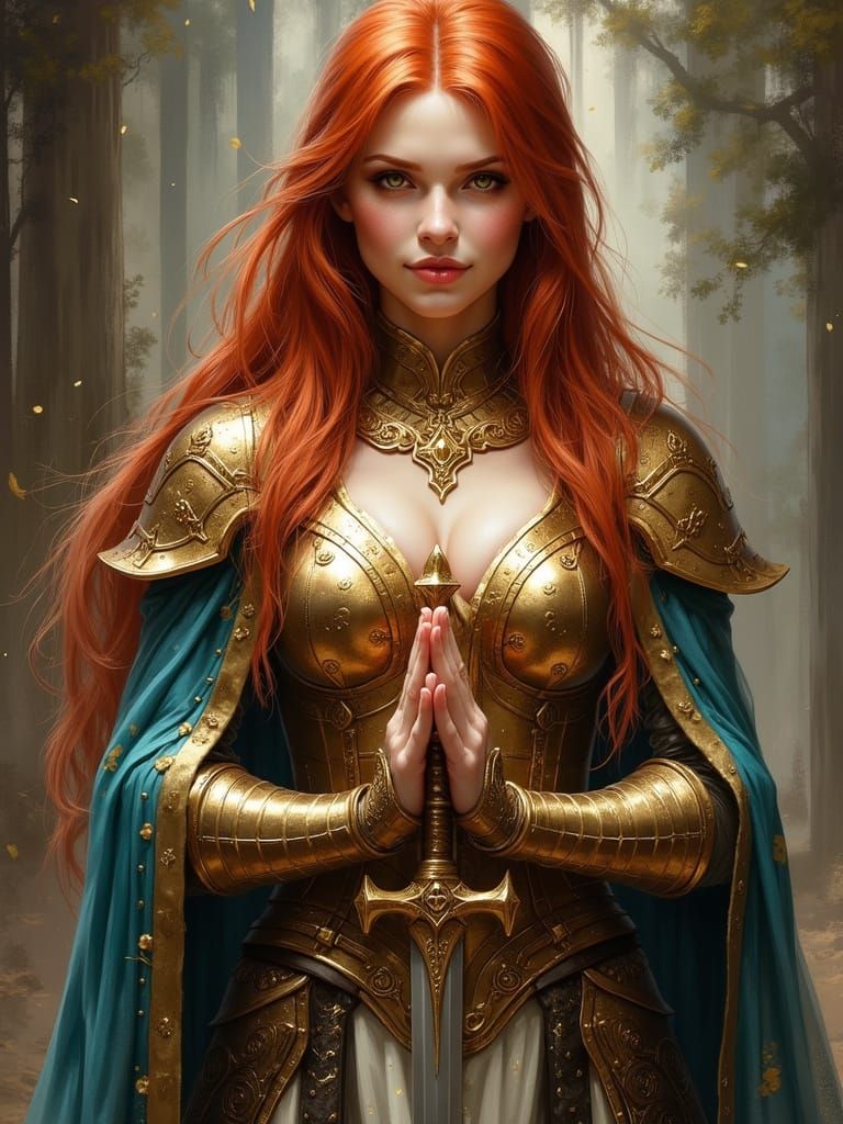 Radiant Half-Elf Cleric in Vibrant Painting Style