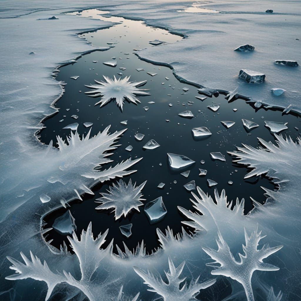 Frosted Dawn on a Frozen Lake