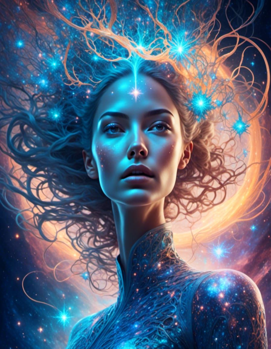 Cosmic Beauty: Scandinavian Woman in Galaxy Dreamscape