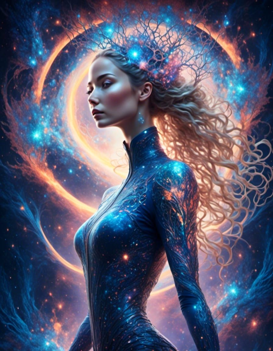 Cosmic Scandinavian Beauty Surrounded by Galaxies