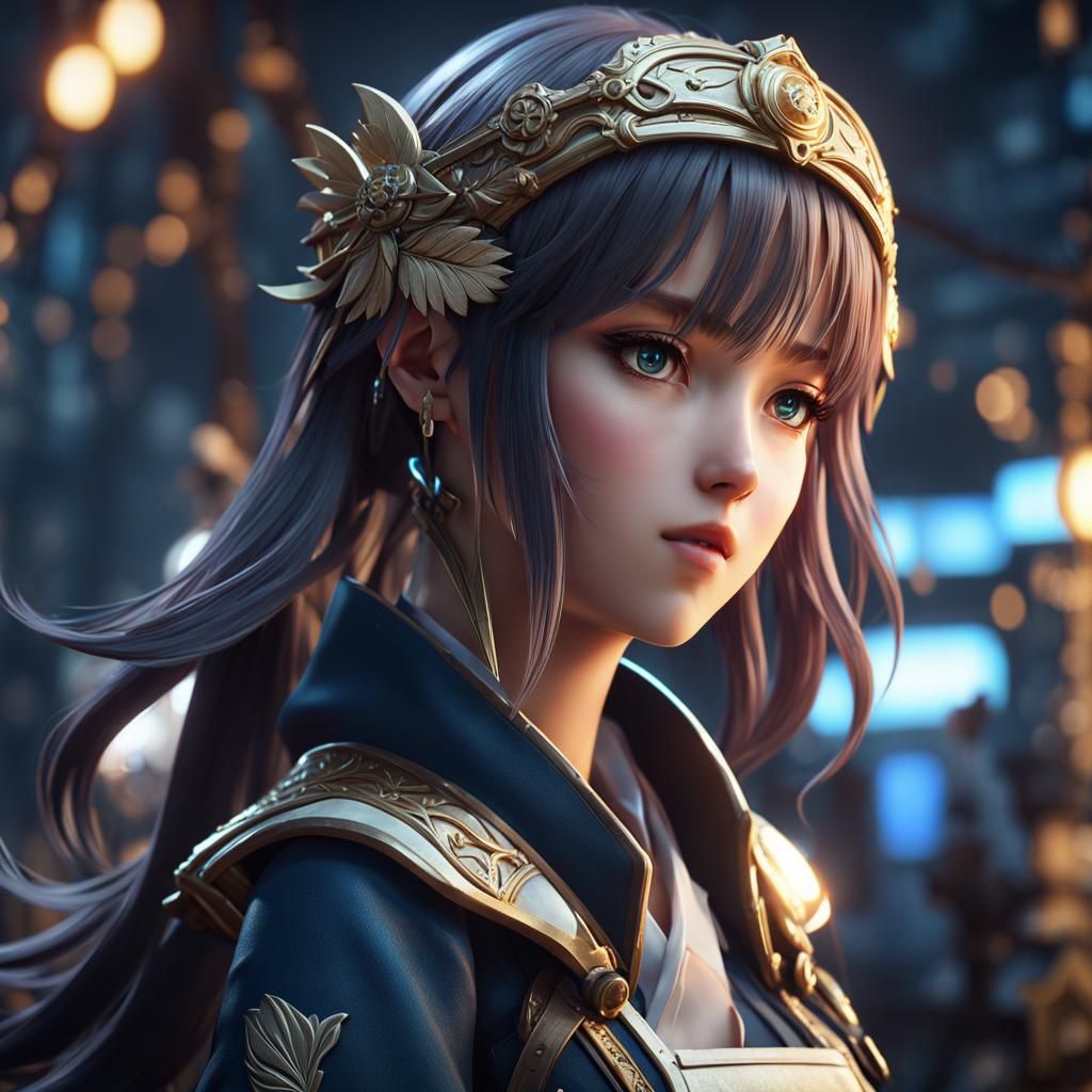 Anime Girl in 3D Game Cinematic Style