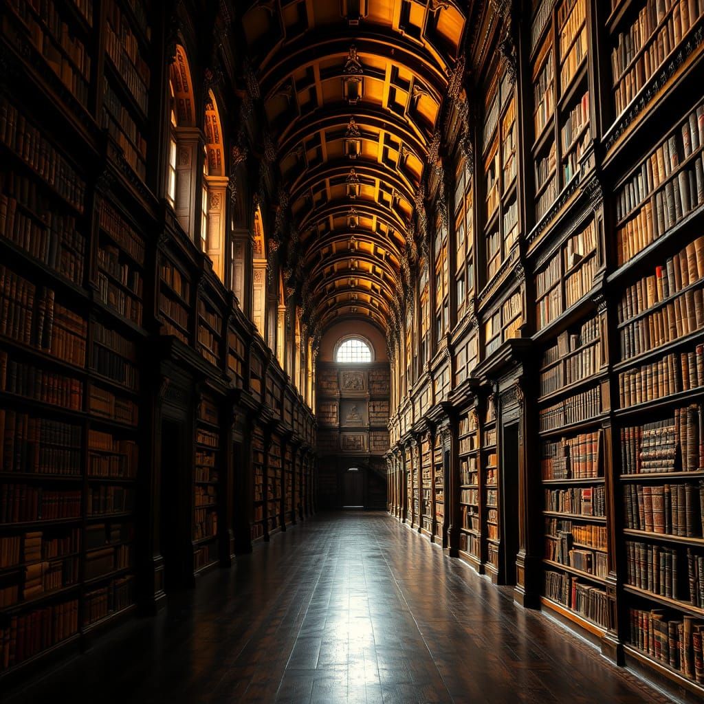 A Century-Old Library with Majestic Wooden Bookshelves