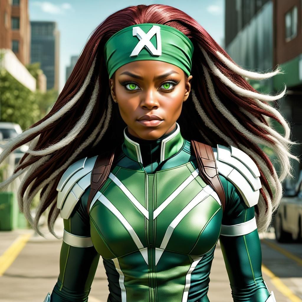 African American Rogue in X-Men Uniform, Hyperrealistic 8K P...