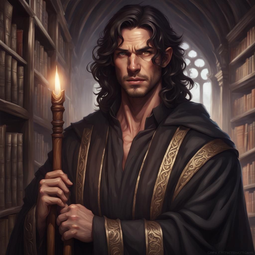 Handsome Mage Portrait in Hyperdetailed Digital Art Style