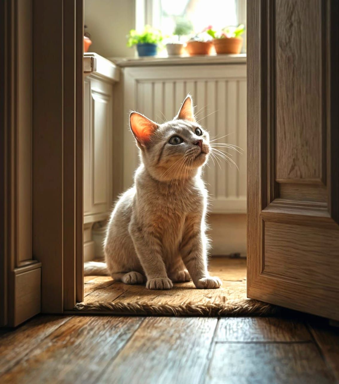 Undead Cat Peering into a Happy Home