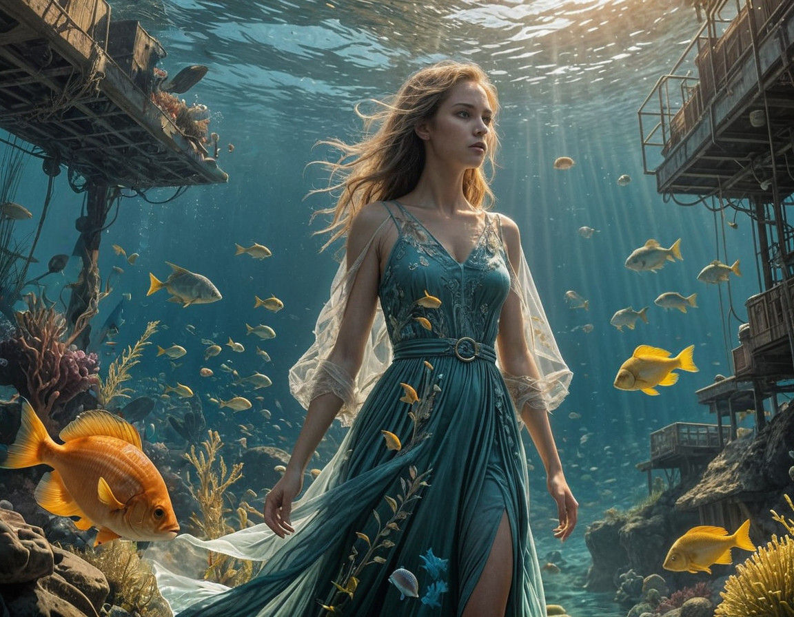 Mermaid Emerges from the Ocean in Photorealistic Style