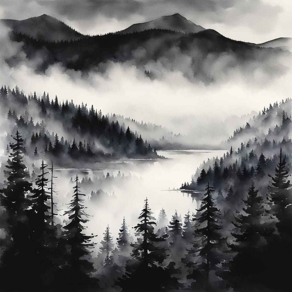 Shades of black in watercolor