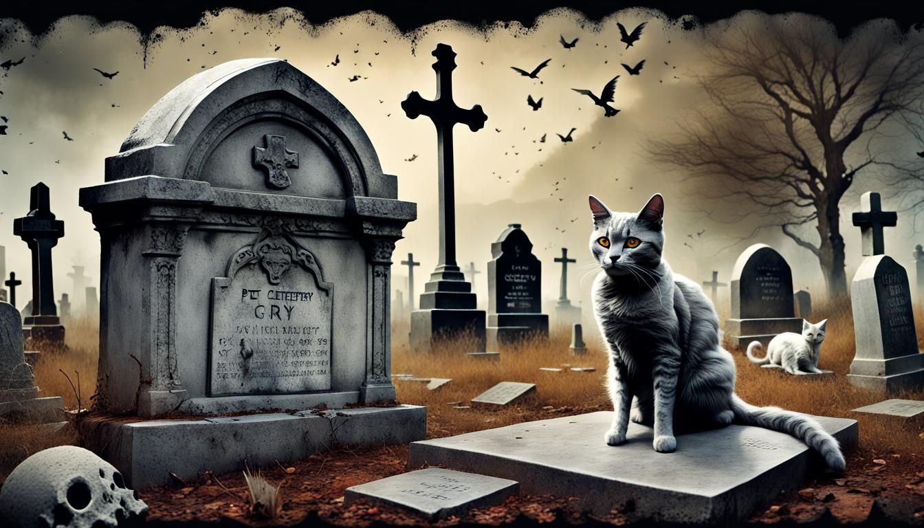 Gothic Pet Cemetery Horror Collage