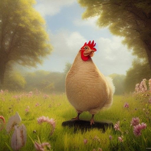 Beatrix Potter Chicken in English Meadow