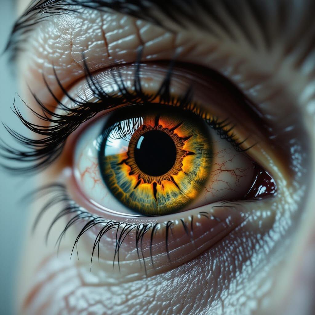 Eerie Human Eye Close-Up in Analog Horror Style