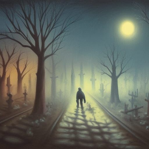 Dystopian Graveyard: Old Man's Nightly Wanderings