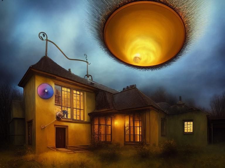 Surreal Scene of Shoe Tossed at Escaping Portal