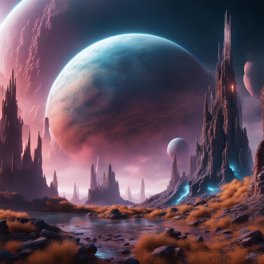 Detailed Deep Color Matte Painting of Outer Space