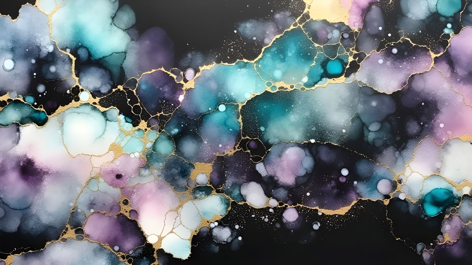 Alcohol Ink Colorfield Painting with Aquamarine and Mauve Sw...