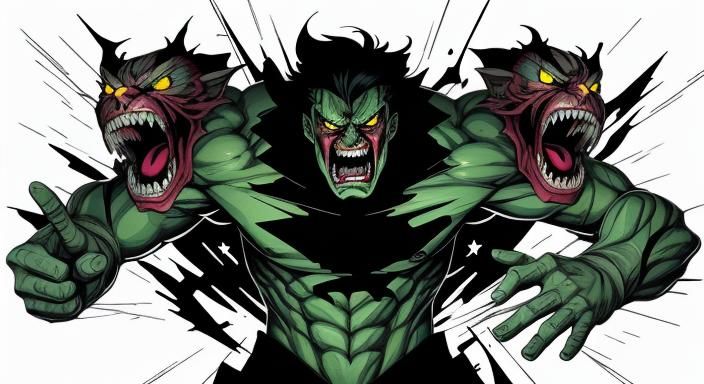 Frightened and Furious Cartoon Line Art in Anime Style