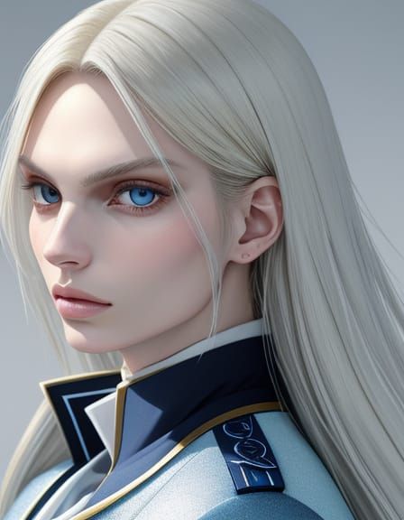 Anime Portrait of Androgynous Person with Blonde Hair