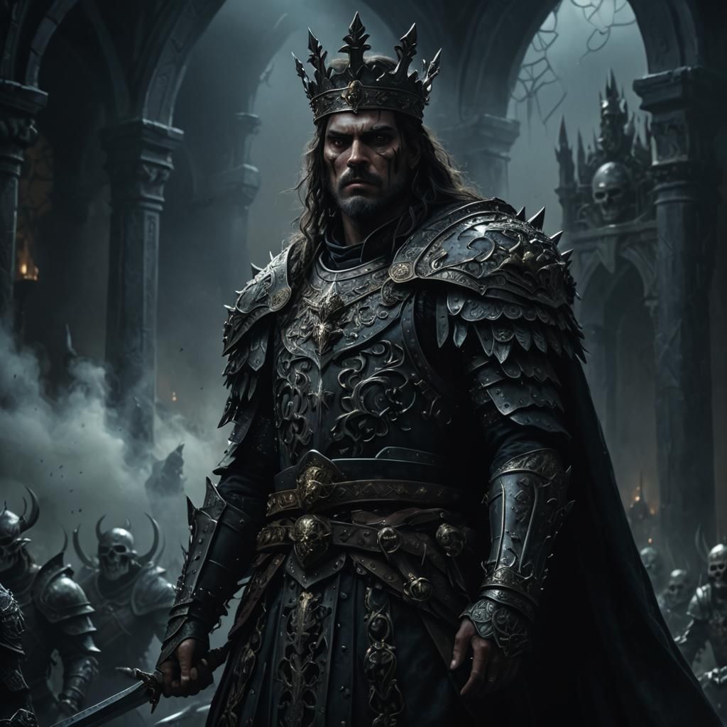 The Dread King on Skull Throne: Dark Fantasy Art