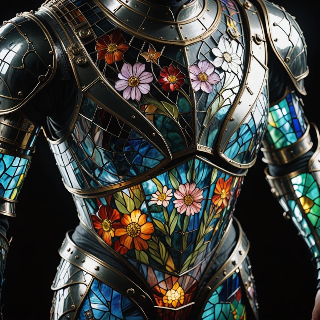 Stained Glass Armoured Lady in Cinematic Glory