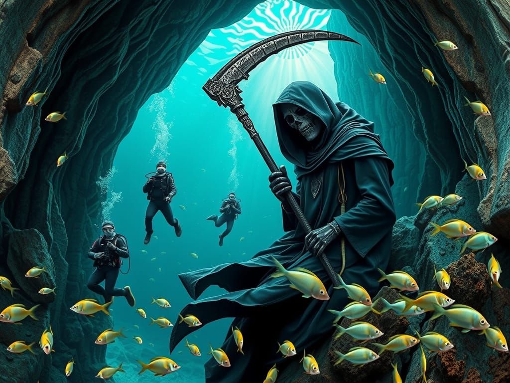 Divers Uncover Ancient Cave with Grim Reaper Mosaic in Under...