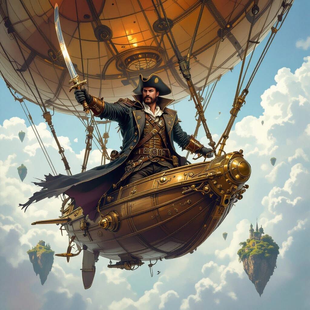 Jack of Spades Airship Pirate Captain on Floating Islands