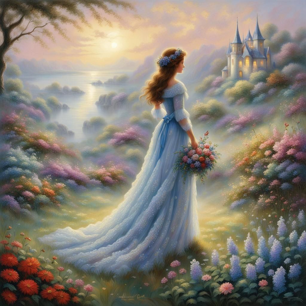 Spring Couple in Ethereal Fantasy Landscape