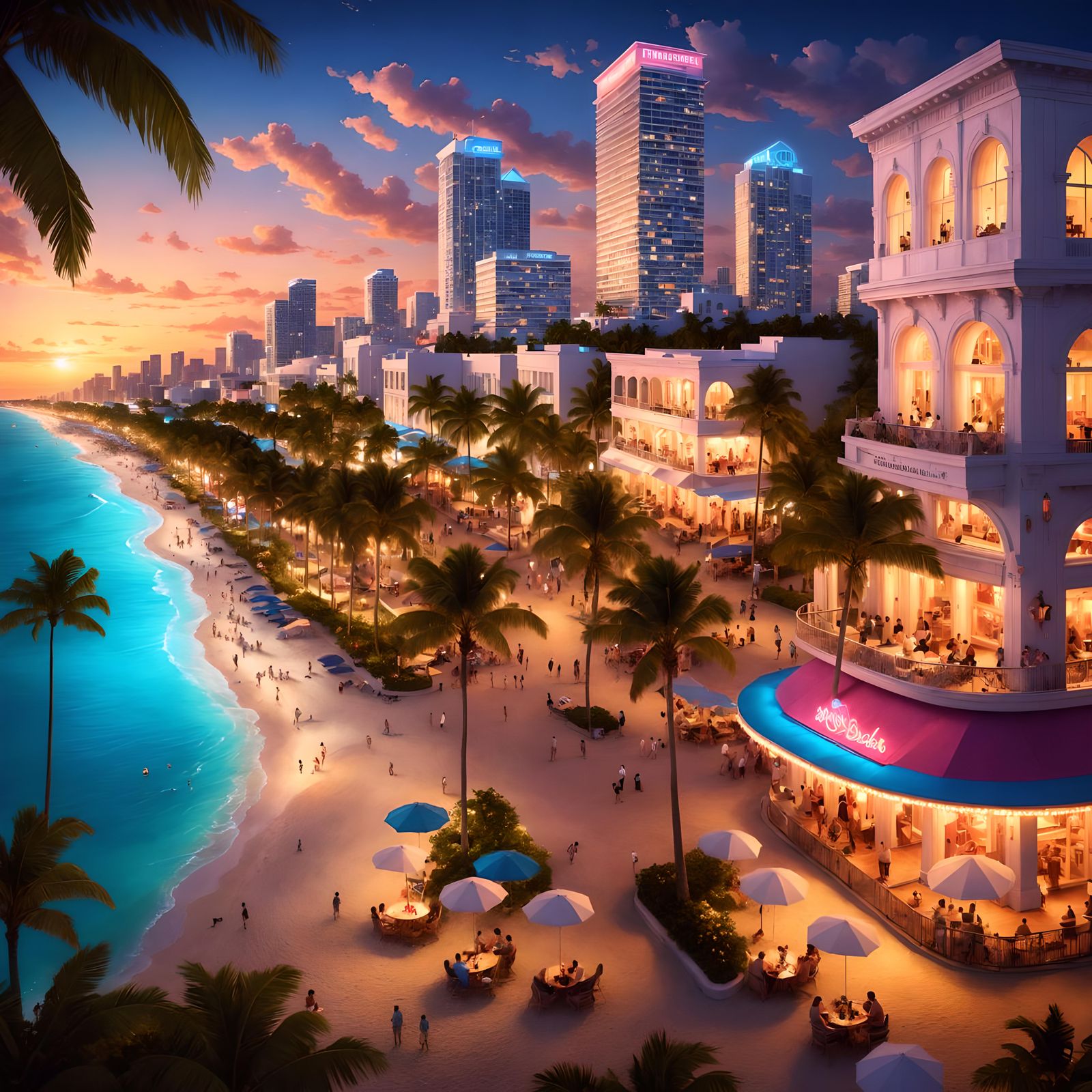 Miami South Beach Nightlife in Art Deco Style