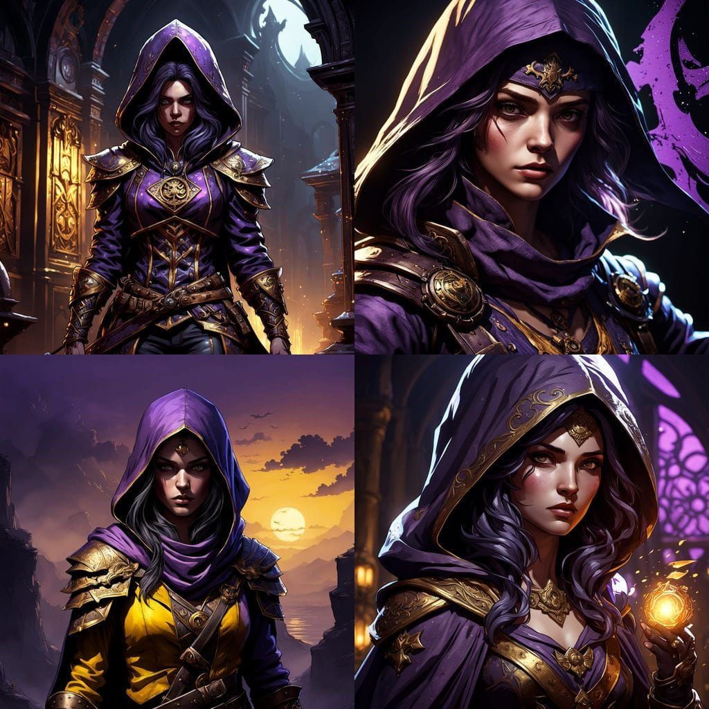 Mysterious Pirate Assassin in Lavish Purple and Gold Attire