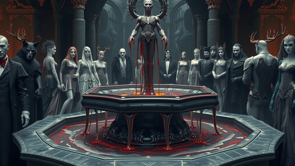Blood Fountain with Vampires and Werewolves